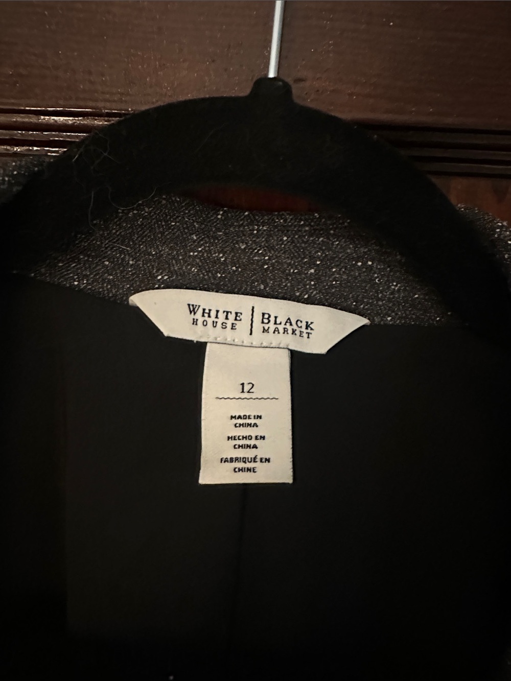 White House Black Market Charcoal Speckled Single-Button Blazer - Picture 3 of 3
